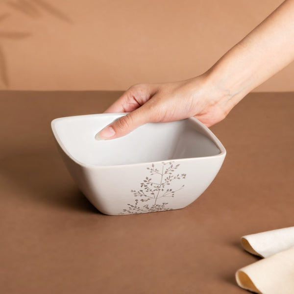 Ciara Sprig Grey Bowl 6 Inch 600ml - Bowl,ceramic bowl, snack bowls, curry bowl, popcorn bowls | Bowls for dining table & home decor