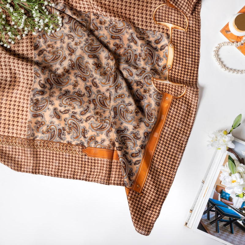 Paisley And Houndstooth Printed Winter Scarf