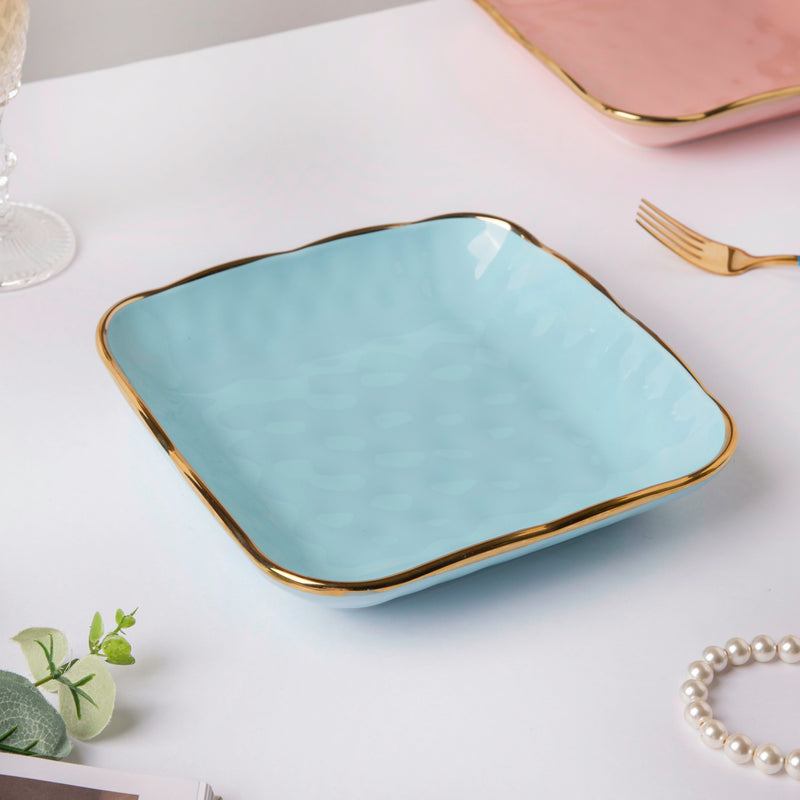 Blue Jay Square Snack Plate 8 Inch - Serving plate, snack plate, dessert plate | Plates for dining & home decor
