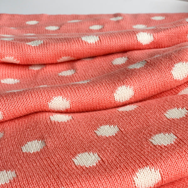 Dottie Knitted Throw Blanket - French Pink Peach Natural White - Nestasia Home Decor