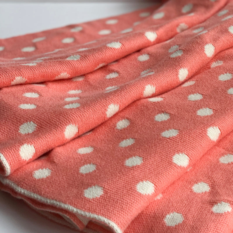 Dottie Knitted Throw Blanket - French Pink Peach Natural White - Nestasia Home Decor