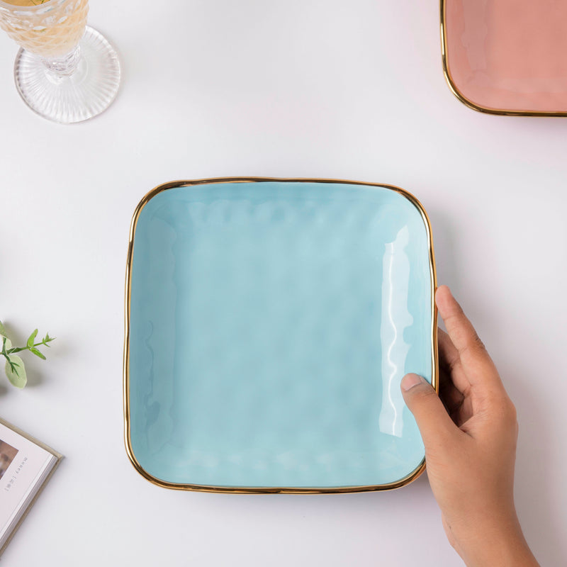 Blue Jay Square Snack Plate 8 Inch - Serving plate, snack plate, dessert plate | Plates for dining & home decor