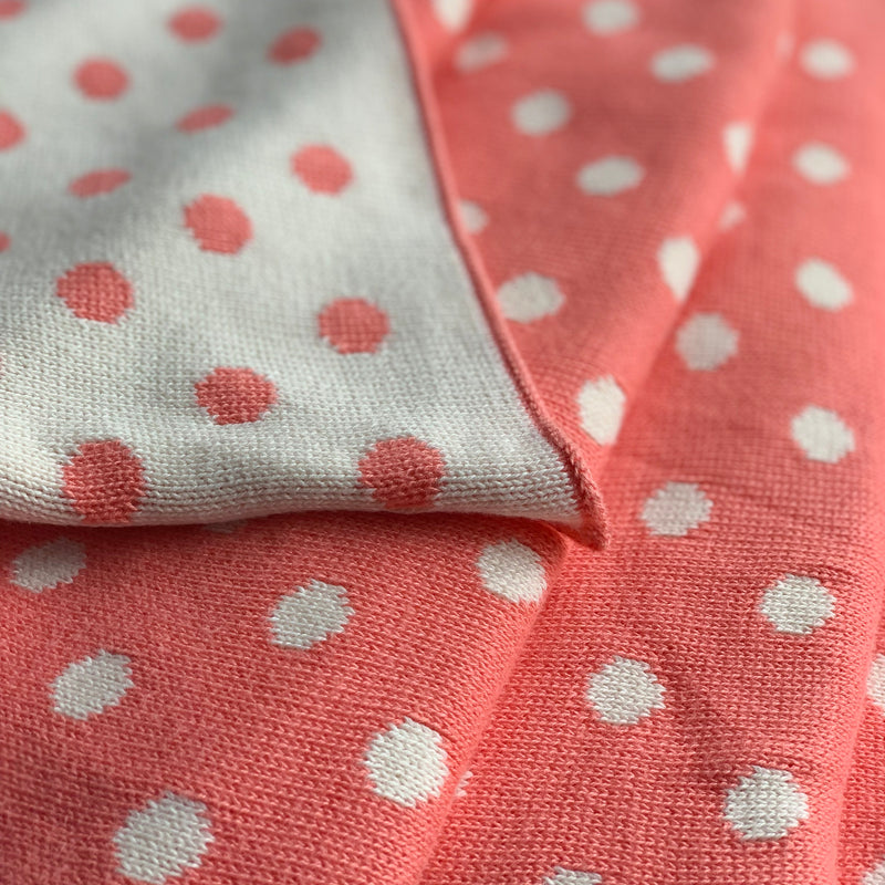 Dottie Knitted Throw Blanket - French Pink Peach Natural White - Nestasia Home Decor