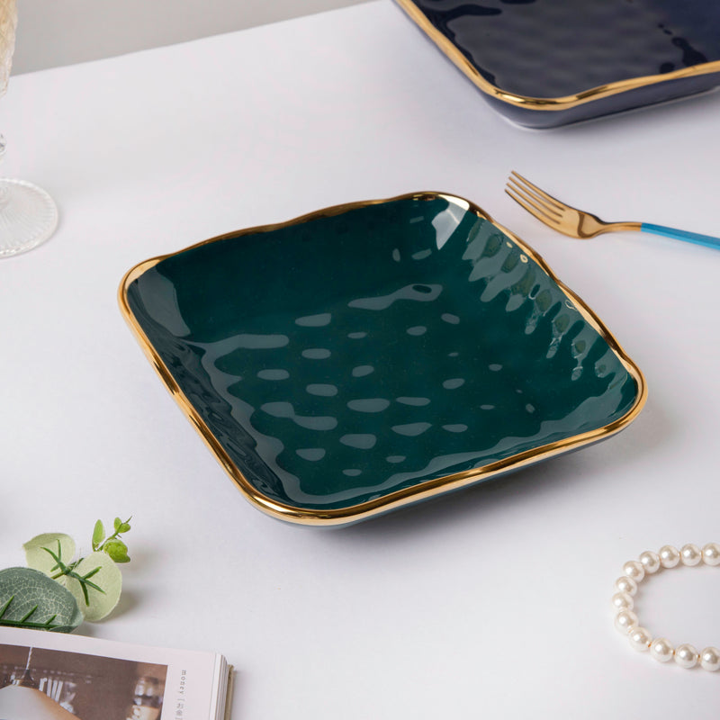 Greenwave Square Snack Plate 8 Inch - Serving plate, snack plate, dessert plate | Plates for dining & home decor