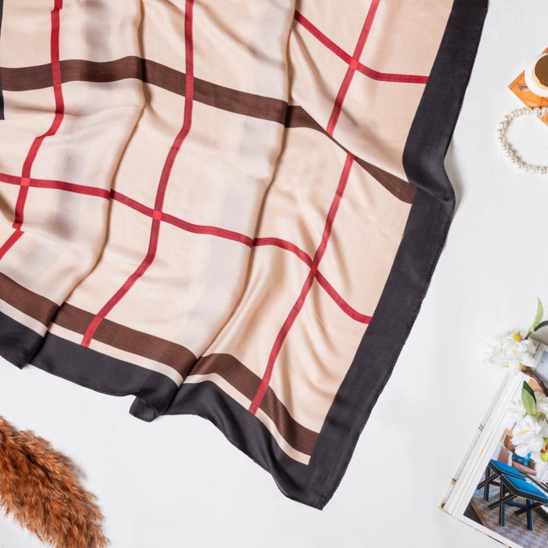 Plaid Modern Check Scarf Beige
