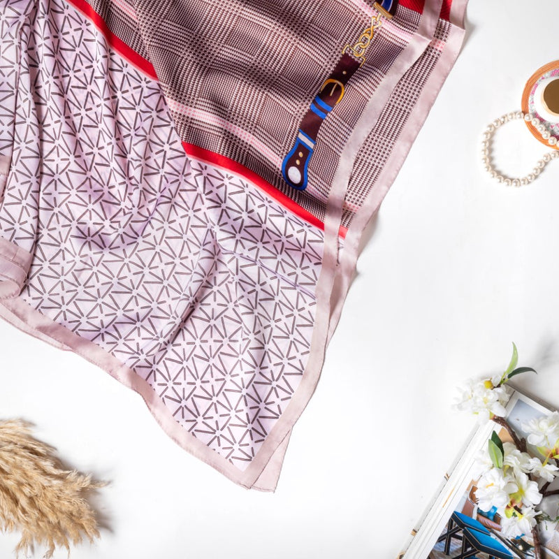 Printed Silk Red Scarf