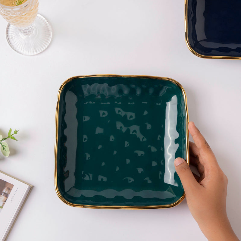 Greenwave Square Snack Plate 8 Inch - Serving plate, snack plate, dessert plate | Plates for dining & home decor