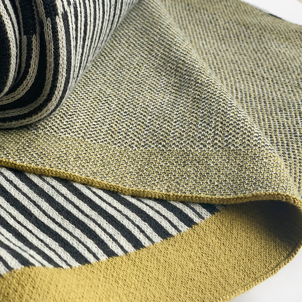 TWILIGHT Stripe Knitted Throw Blanket - Dark Grey Rifle Green White - Nestasia Home Decor