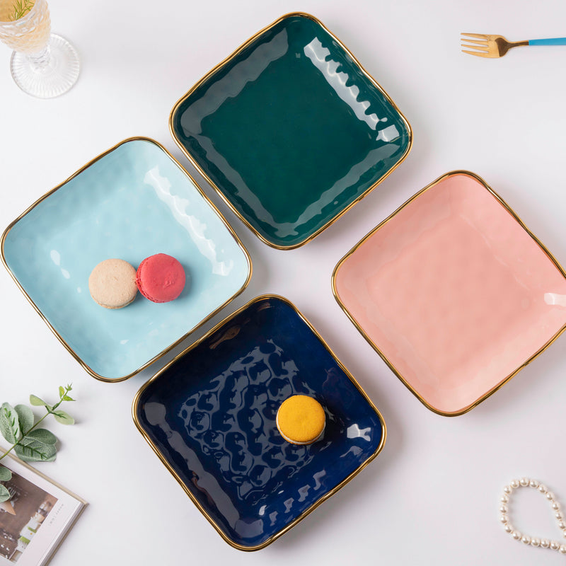 Greenwave Square Snack Plate 8 Inch - Serving plate, snack plate, dessert plate | Plates for dining & home decor