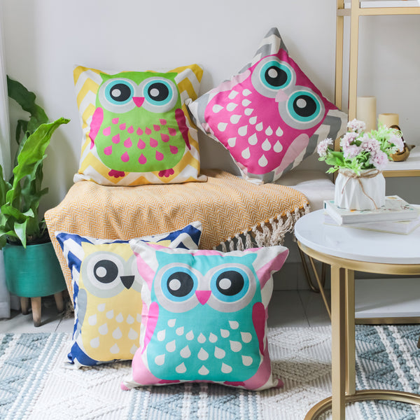 Owl Cushion Cover Set of 4