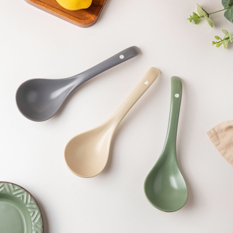 Fern Green Ceramic Serving Spoon