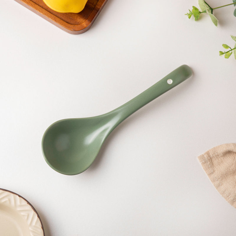 Fern Green Ceramic Serving Spoon