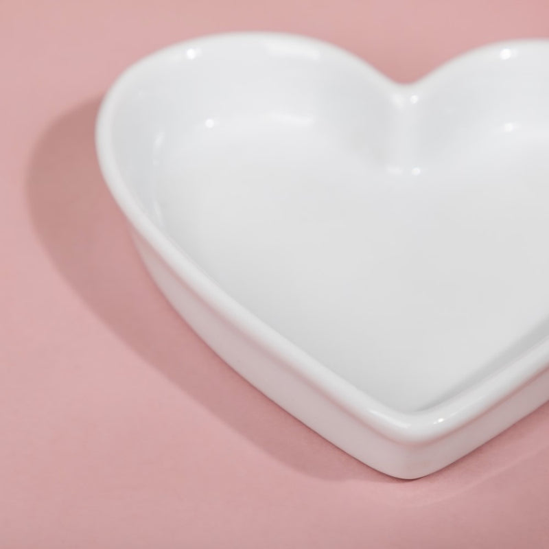 Riona Heart Ceramic Small Dish White - Serving plate, small plate, snacks plates | Plates for dining table & home decor