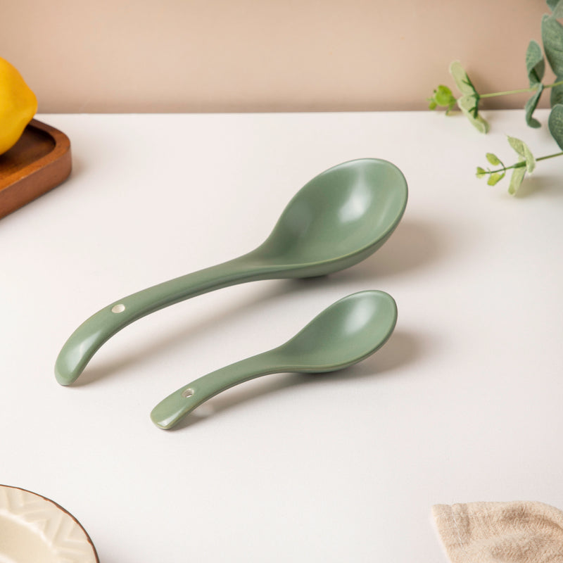 Fern Green Ceramic Serving Spoon