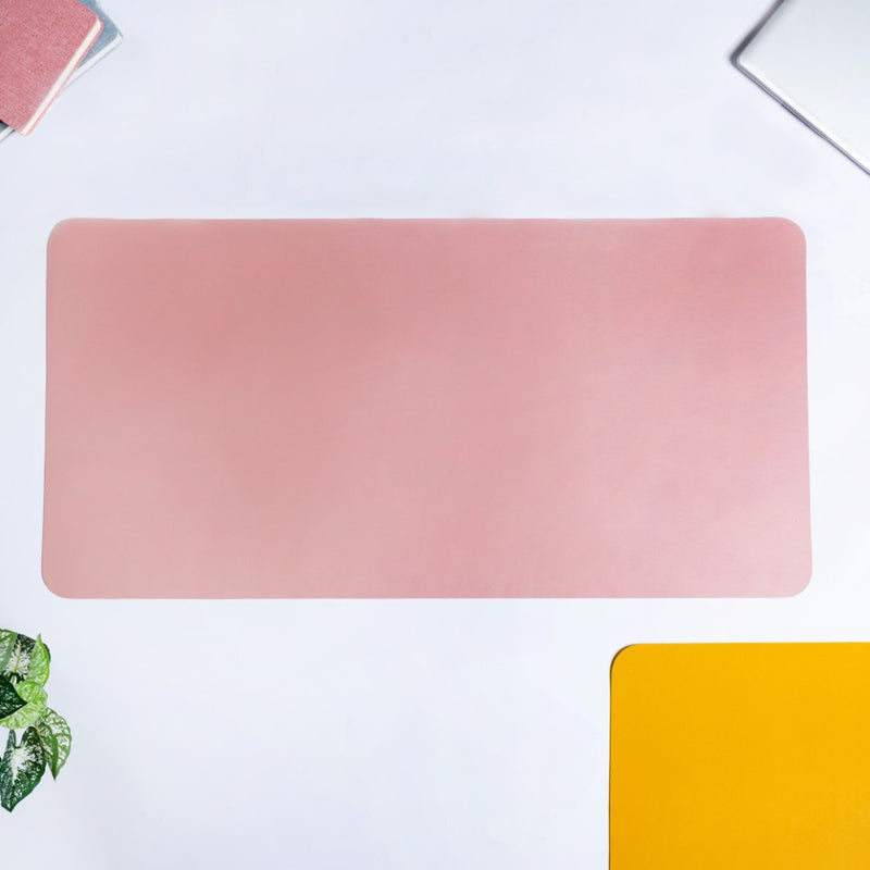 Multipurpose Vegan Leather Computer Desk Mat Pink 31.5 Inch