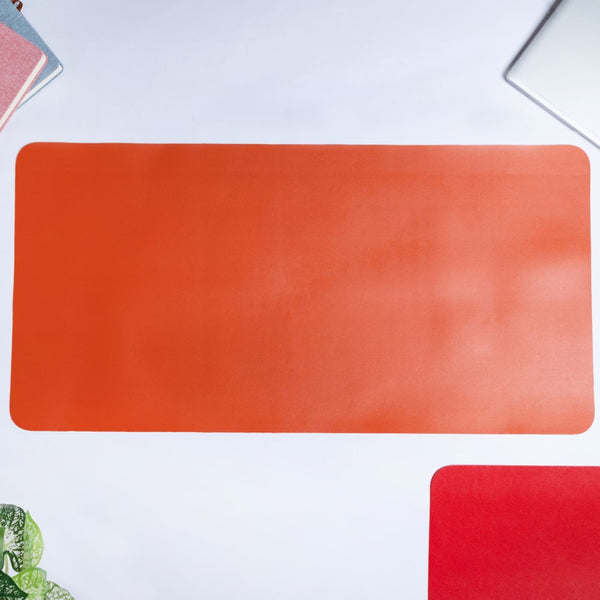 Multipurpose Vegan Leather Desk Mat Orange 31.5 Inch