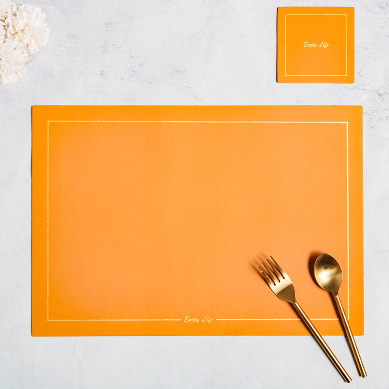 Leather Placemat And Coaster Set of 2