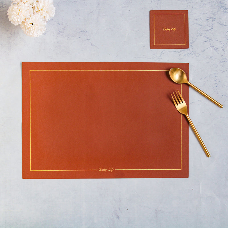 Leather Placemat And Coaster Set of 2