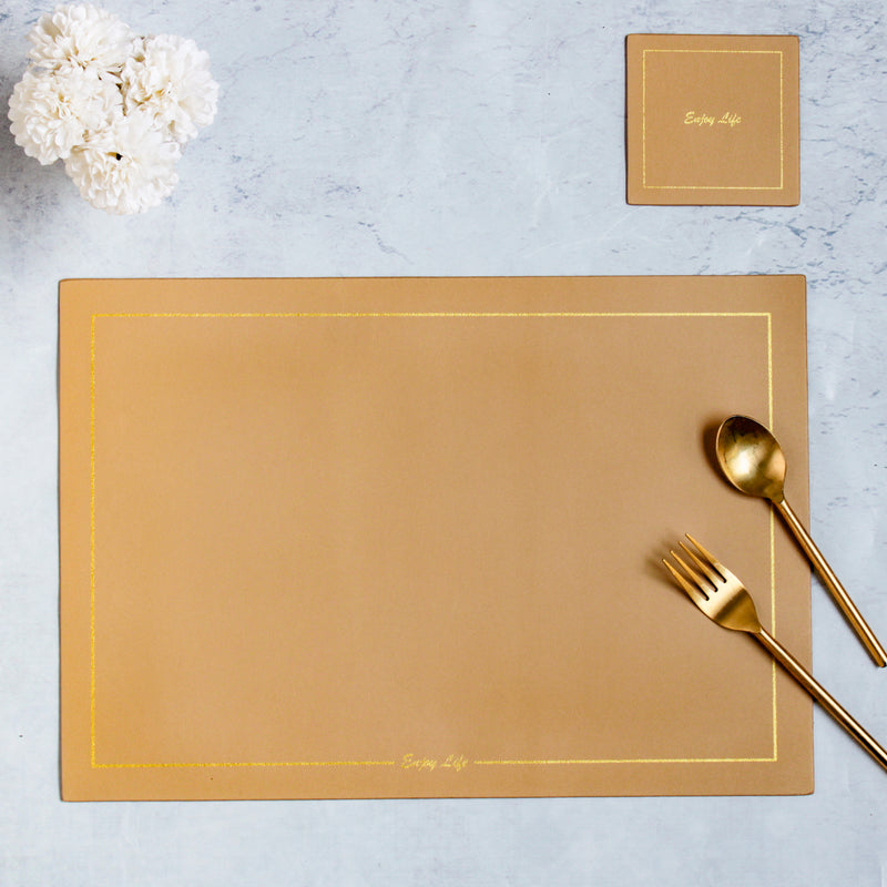 Leather Placemat And Coaster Set of 2
