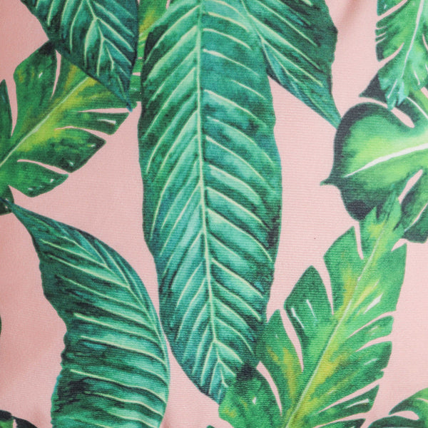 Pink And Green Leaf Cushion Case