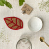 BEADS Leaf Coaster - Gold & Red (Set of 4)