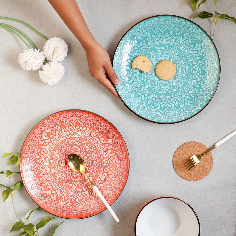 Designer Dinner Plate - Serving plate, snack plate, ceramic dinner plates| Plates for dining table & home decor