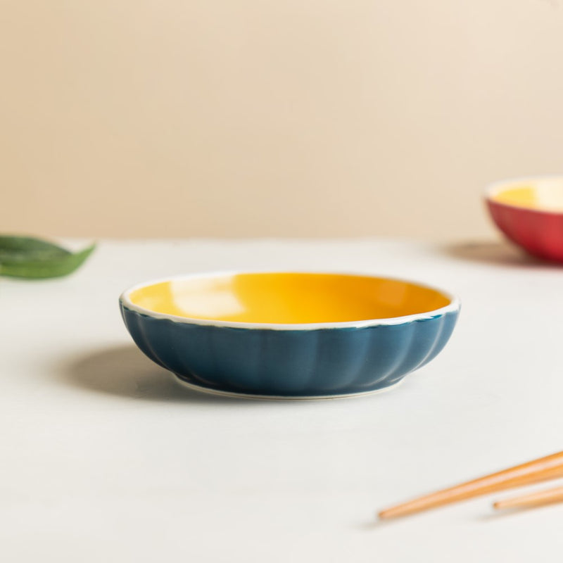 Chrome Dessert Plate Blue - Serving plate, small plate, snacks plates | Plates for dining table & home decor