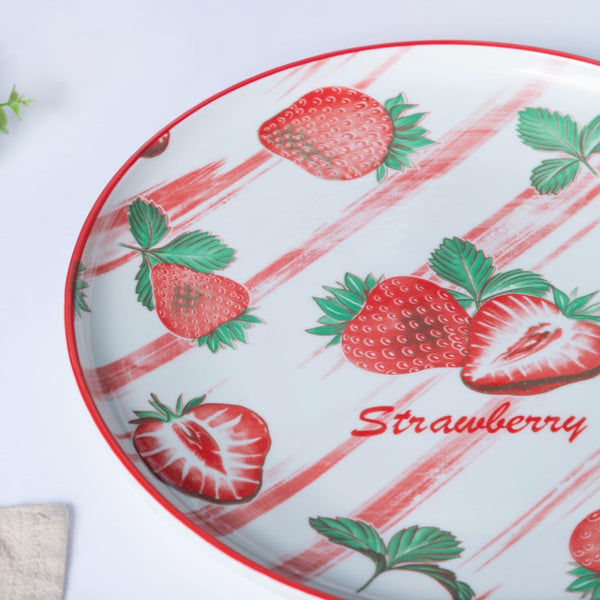 Decorative Strawberry Fruit Plate 10 Inch - Serving plate, snack plate, ceramic dinner plates| Plates for dining table & home decor