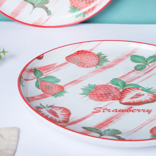 Decorative Strawberry Fruit Plate 10 Inch - Serving plate, snack plate, ceramic dinner plates| Plates for dining table & home decor