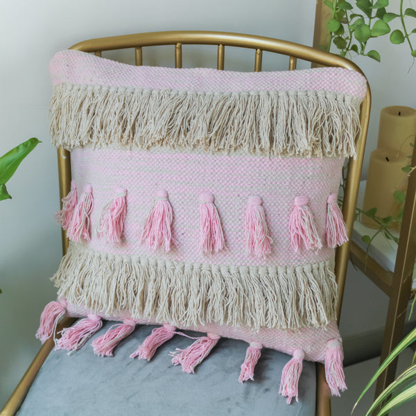 Pink and White Cushion Cover