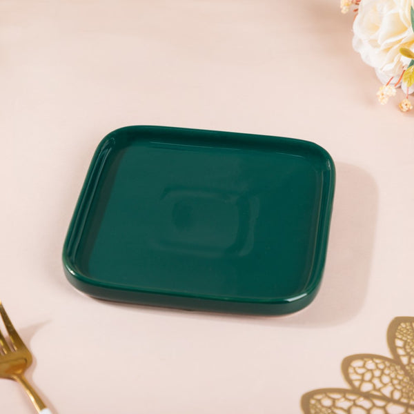 Verdant Square Ceramic Dessert Plate Green 6 Inch - Serving plate, small plate, snacks plates | Plates for dining table & home decor