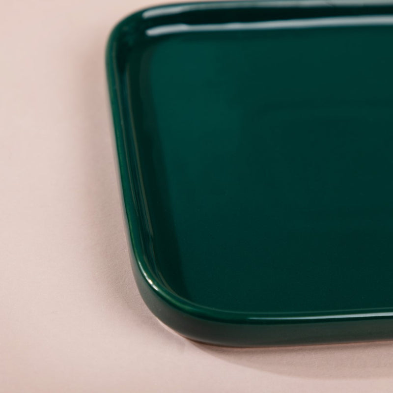 Verdant Square Ceramic Dessert Plate Green 6 Inch - Serving plate, small plate, snacks plates | Plates for dining table & home decor