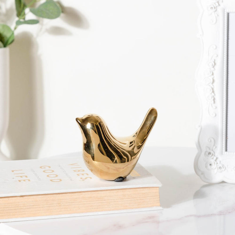 Ceramic Bird Showpiece Gold Set Of 2 - Showpiece | Home decor item | Room decoration item