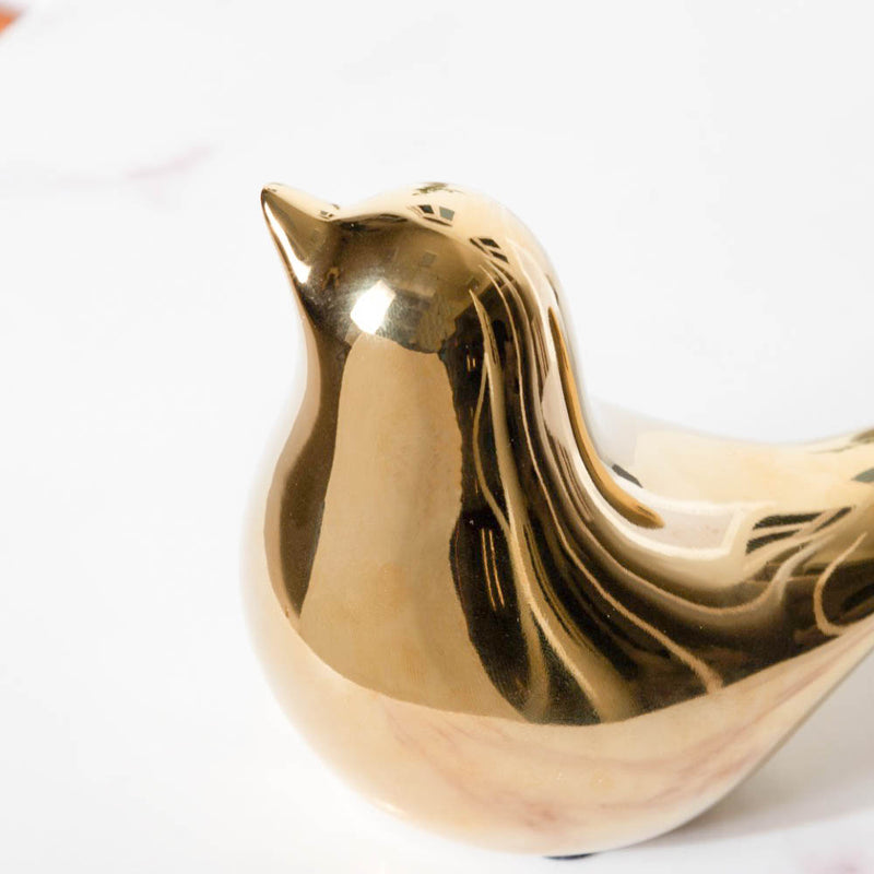 Ceramic Bird Showpiece Gold Set Of 2 - Showpiece | Home decor item | Room decoration item