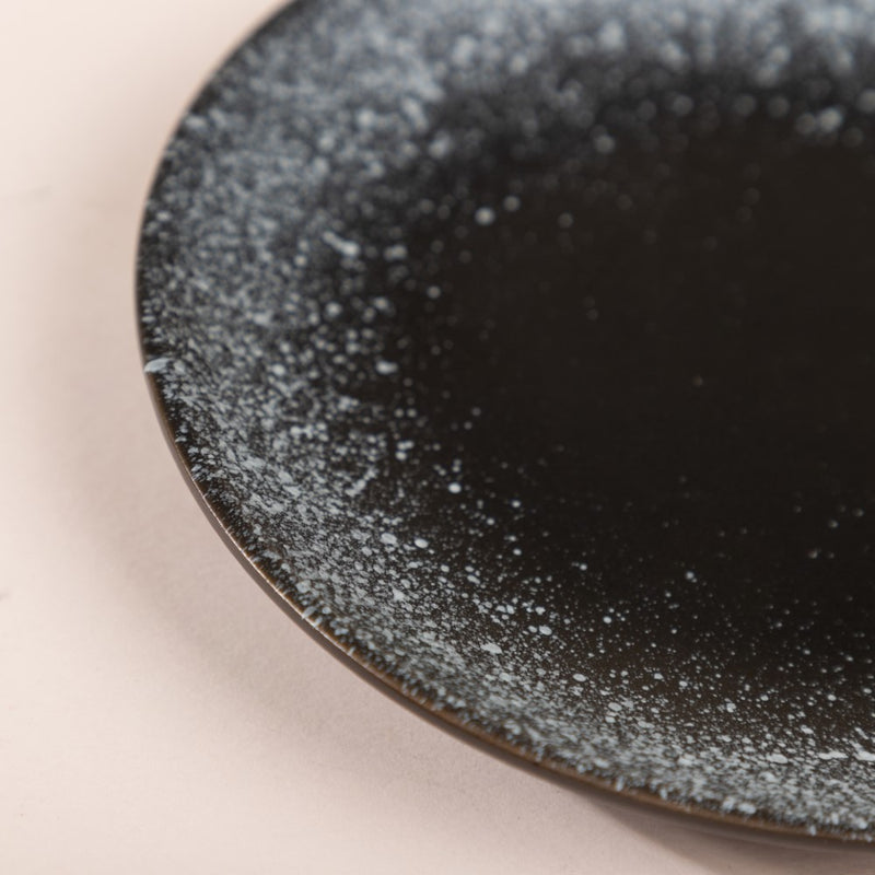 Galaxy Stone Pottery Dessert Plate Black White 6 Inch - Serving plate, small plate, snacks plates | Plates for dining table & home decor