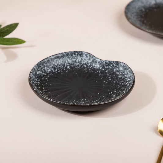 Galaxy Stone Pottery Dessert Small Plate Black - Serving plate, small plate, snacks plates | Plates for dining table & home decor