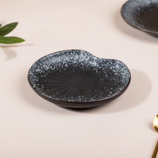 Galaxy Stone Pottery Dessert Small Plate Black