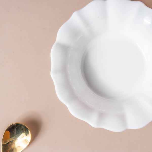 Riona Flower Ceramic Dip Bowl White - Bowl, ceramic bowl, dip bowls, chutney bowl, dip bowls ceramic | Bowls for dining table & home decor 