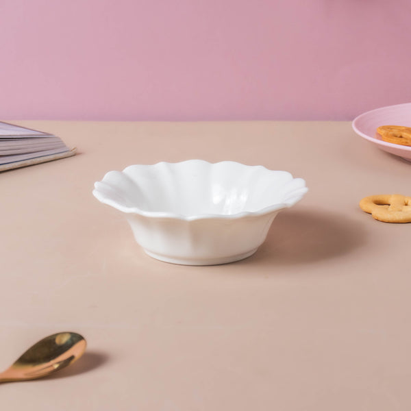 Riona Flower Ceramic Dip Bowl White - Bowl, ceramic bowl, dip bowls, chutney bowl, dip bowls ceramic | Bowls for dining table & home decor 