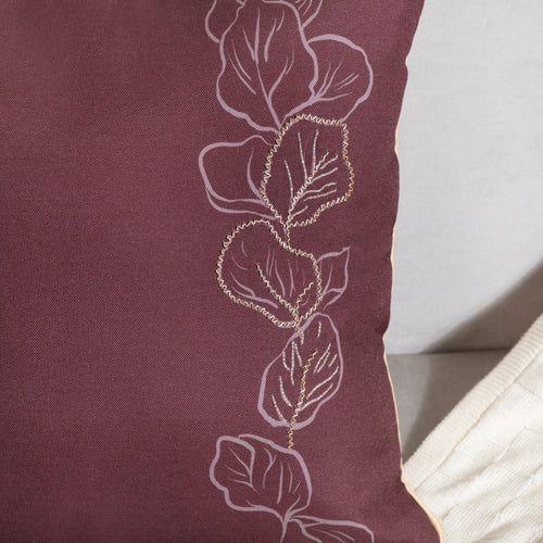 Floral Embellished Cushion Cover Set Of 2 Brown 16 x 16 Inch