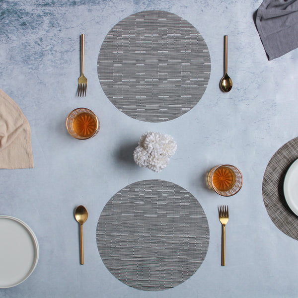 Round Placemat Grey White Set of 4