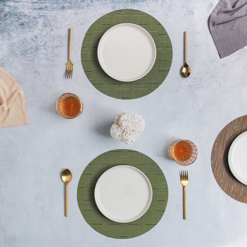 Round Placemat Solid Set of 4 - Green