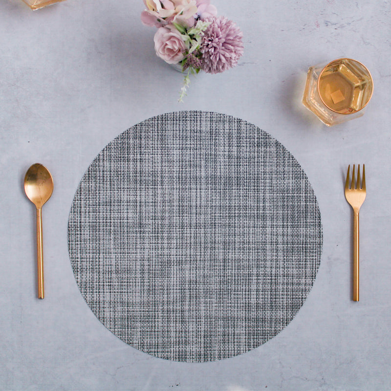 Round Placemat Solid Set of 4 - Black and White