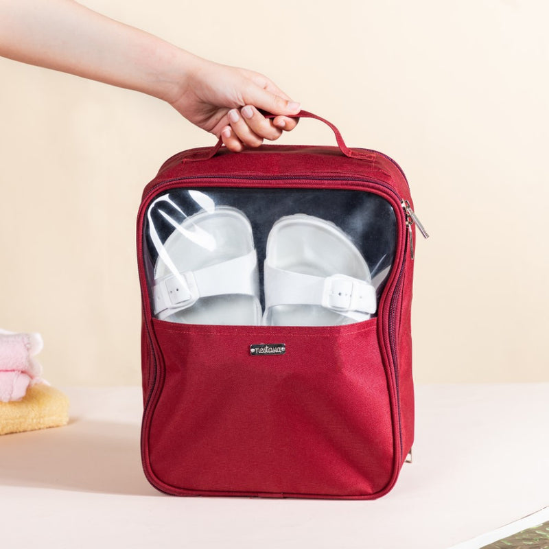 Waterproof Shoe Storage Bag Maroon 9x12 Inch