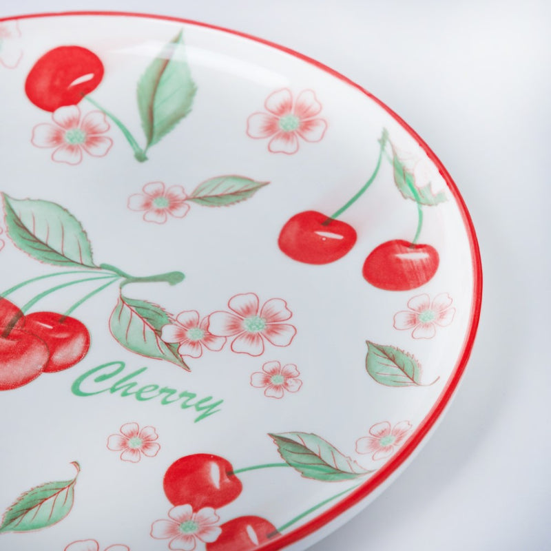 Decorative Cherry Fruit Plate 10 Inch - Serving plate, snack plate, ceramic dinner plates| Plates for dining table & home decor
