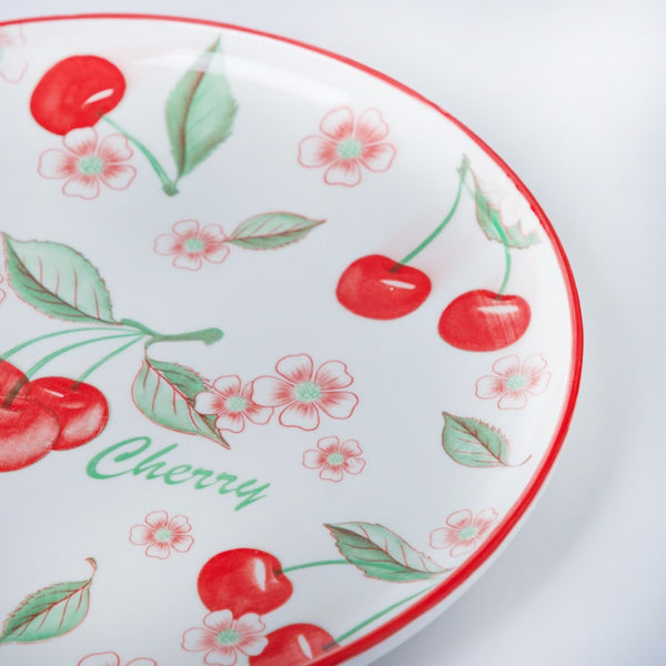 Decorative Cherry Fruit Plate 10 Inch Set Of 2 - Serving plate, snack plate, ceramic dinner plates| Plates for dining table & home decor