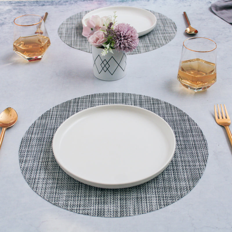 Round Placemat Solid Set of 4 - Black and White