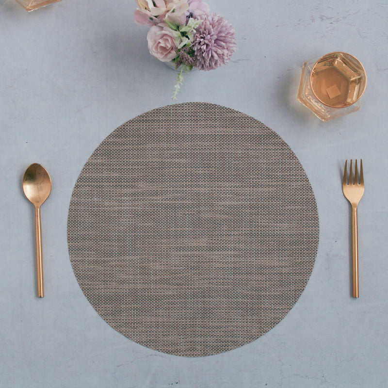 Round Placemat Solid Set of 4 - Brown Grey