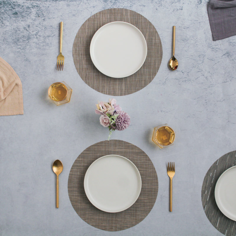 Round Placemat Solid Set of 4 - Brown Grey