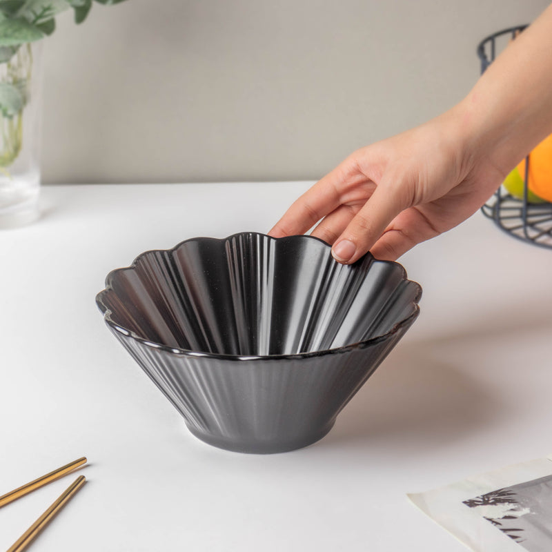 Black Berry Ramen Bowl 600 ml - Soup bowl, ceramic bowl, ramen bowl, serving bowls, salad bowls, noodle bowl | Bowls for dining table & home decor